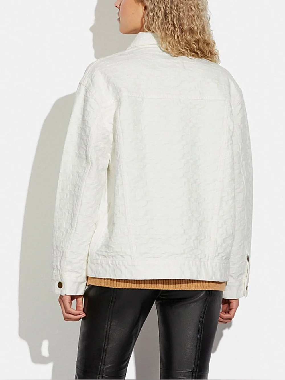 Coach Signature Denim Jacket White Gold Size XS